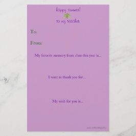 De leraar aan het eind van het jaar bedankt je not