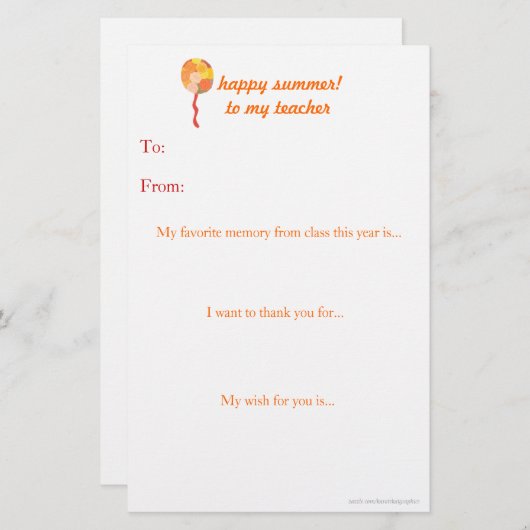 De leraar aan het eind van het jaar bedankt je not (Voorkant / Achterkant)