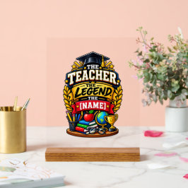 De Leraar De Legende Gepersonaliseerde Docent Acryl Bord