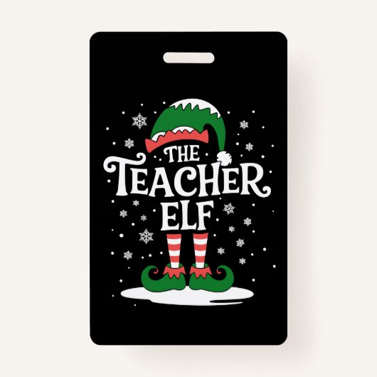 De Leraar Elf Kerst Familie Matching Groep Badge (Voorkant)