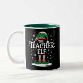 De Leraar Elf Kerst Familie Matching Groep Tweekleurige Koffiemok (Links)