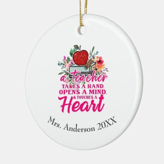 De leraar neemt persoonlijk persoonlijk cadeau voo keramisch ornament (Links)