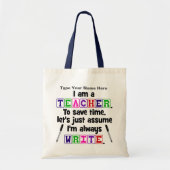 De leraar schrijft altijd - Personaliseer Canvas t Tote Bag (Voorkant)
