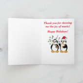 De Leraar van de muziek: De Pinguïnen Caroling van Feestdagen Kaart (Binnen)