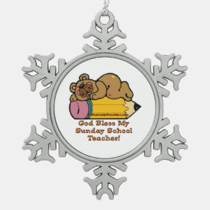 De Leraar van de School van de zondag Tin Sneeuwvlok Ornament
