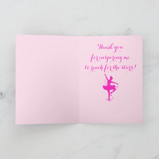 De Leraar van het ballet dankt u Danser met Bedankkaart (Binnen)