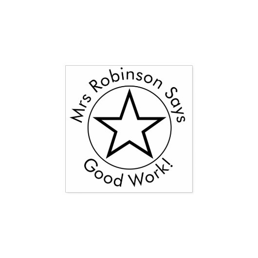 De leraar zegt goed werk rubberstempel (Afrduk)