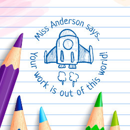 De leraar zegt uit deze wereld aangepaste Rocket Zelfinktende Stempel