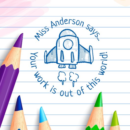 De leraar zegt uit deze wereld aangepaste Rocket Zelfinktende Stempel