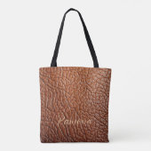 De leren look/geschenktas met naam tote bag (Achterkant)