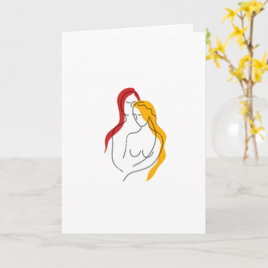 De lesbische Liefde omhelst Kaart (Gele Bloem)