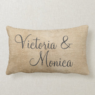 De lesbische Vintage van de Jute personaliseert de Kussen