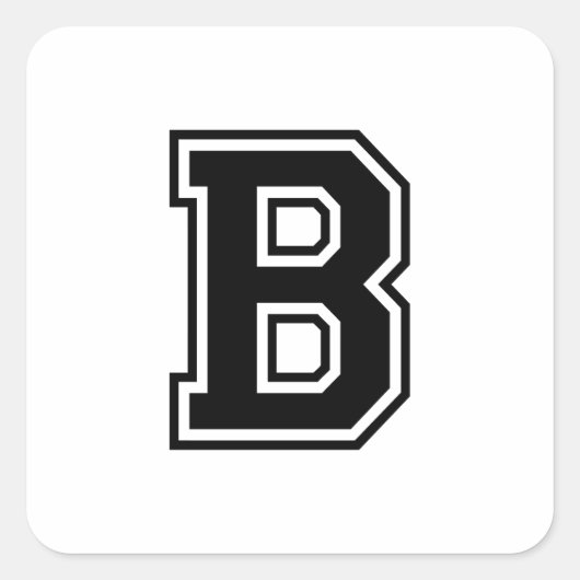 De letter B, Collegiate Alphabet Vierkante Sticker (Voorkant)