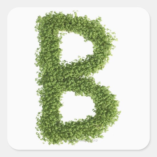 de letter "B" in het midden op witte achtergrond, Vierkante Sticker (Voorkant)