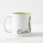 De letter C Lavendel Eucalyptus monogrammed Tweekleurige Koffiemok (Links)