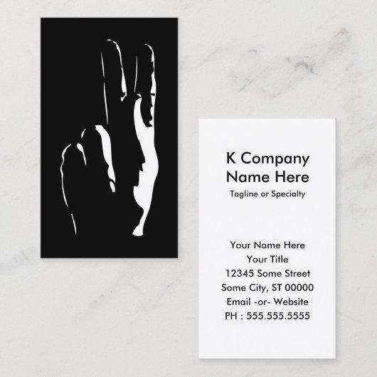 de letter K in gebarentaal Visitekaartje (Voorkant / Achterkant)
