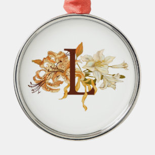 De letter L met gelilies Metalen Ornament
