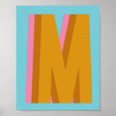 De letter "M" in Retrokleuren en lettertekens Poster (Voorkant)