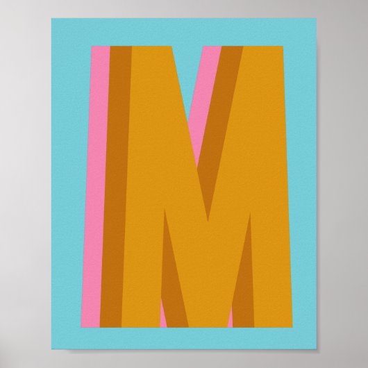De letter "M" in Retrokleuren en lettertekens Poster (Voorkant)