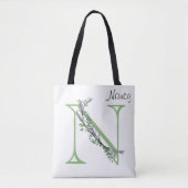 De letter N, Monogram Lavendel Eucalyptus Tote Bag