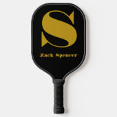 De letter "S" en een persoonlijke naam zwart / gou Pickleball Paddle (Voorkant)