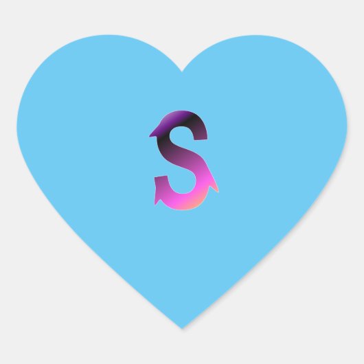 De letter S sticker. Hart Sticker (Voorkant)