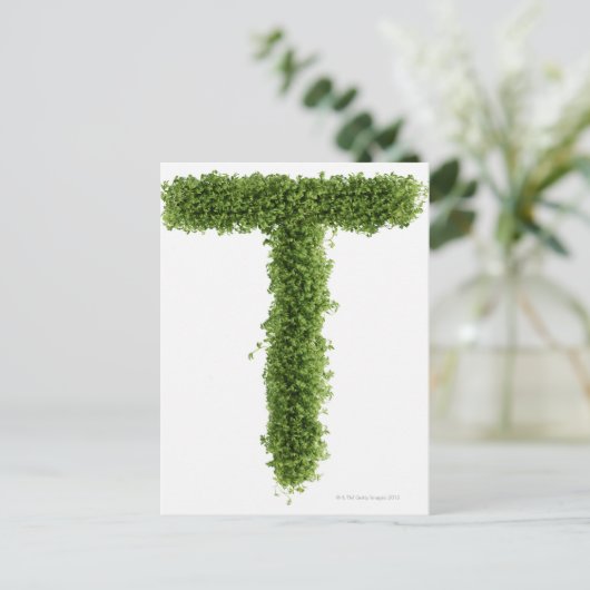 de letter "T" in het midden op witte achtergrond, Briefkaart (Staand voorkant)