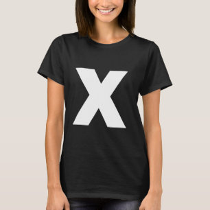 De letter X hoofdletter gewoon wit vetgedrukt teks T-shirt