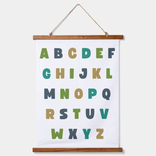 De letters van het ABC. Houten wandtapijt hanger Hangend Wandkleed (Voorkant)