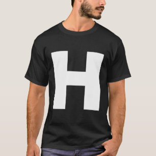 De letters van het H-alfabet beschrijven het T-shirt