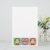 De leuke Apen van de Kunst van de Klem van de Briefpapier (Staand voorkant)