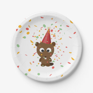 De leuke Bever van de Partij van Confettien Papieren Bordje