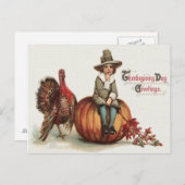 De leuke Bladeren van de Herfst van de Pompoen van Briefkaart (Voorkant / Achterkant)