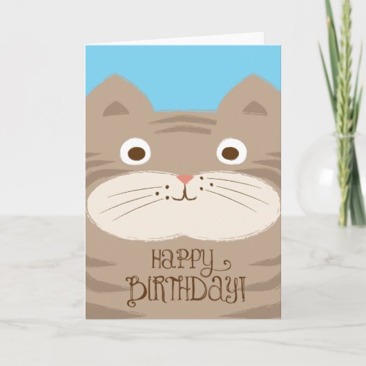 De leuke Bruine Kaart van de Verjaardag van de Kat (Voorkant)