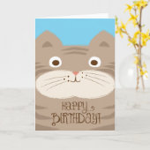 De leuke Bruine Kaart van de Verjaardag van de Kat (Gele Bloem)
