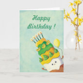 De leuke Cake van de Verjaardag Kawaii Kaart (Gele Bloem)