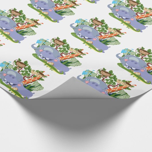 De leuke Dieren van de Safari Cadeaupapier (Hoek)