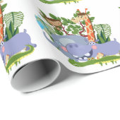 De leuke Dieren van de Safari Cadeaupapier (Rol Hoek)