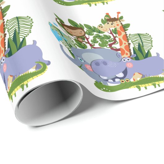 De leuke Dieren van de Safari Cadeaupapier (Rol Hoek)