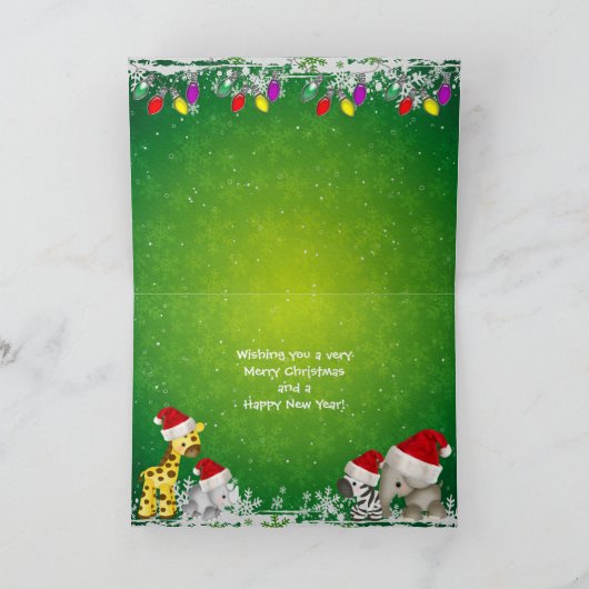 De leuke Dieren van de Safari in de Kerstkaart van Feestdagen Kaart (Binnen)