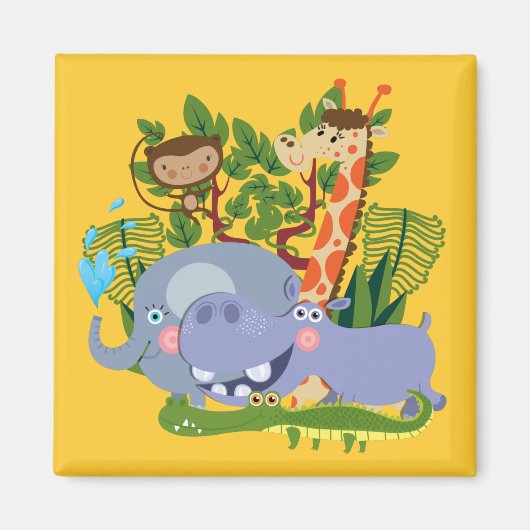De leuke Dieren van de Safari Magneet (Voorkant)
