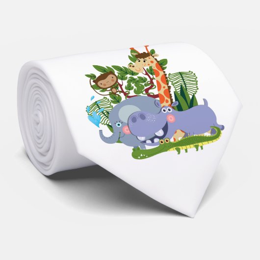 De leuke Dieren van de Safari Stropdas (Opgerold)
