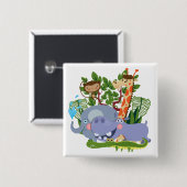 De leuke Dieren van de Safari Vierkante Button 5,1 Cm (Voorkant /achterkant)