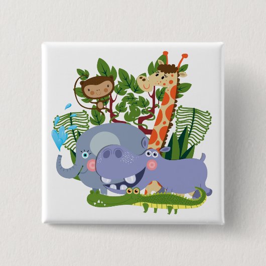 De leuke Dieren van de Safari Vierkante Button 5,1 Cm (Voorkant)