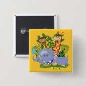 De leuke Dieren van de Safari Vierkante Button 5,1 Cm (Voorkant /achterkant)