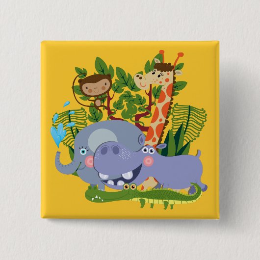 De leuke Dieren van de Safari Vierkante Button 5,1 Cm (Voorkant)