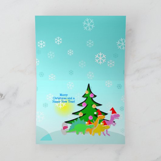 De leuke Dinosaurussen van de Cartoon wensen u Feestdagen Kaart (Binnen)