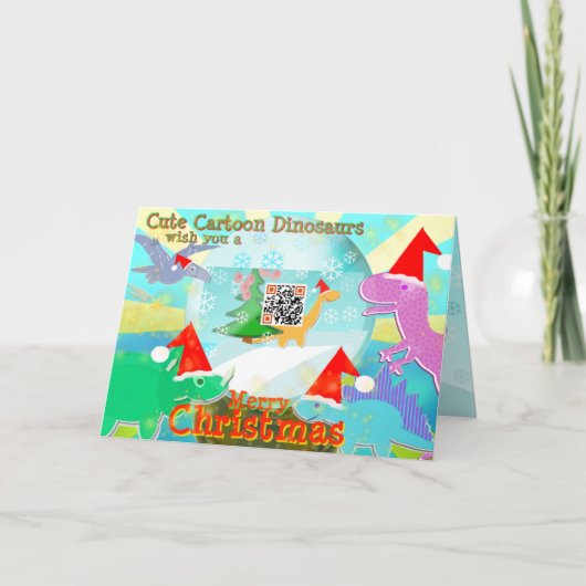De leuke Dinosaurussen van de Cartoon wensen u Feestdagen Kaart (Voorkant)