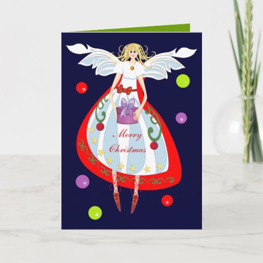 De leuke Engel van Kerstmis met de kaart van de (Voorkant)