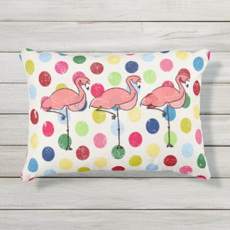 De leuke Funky Kleurrijke Stippen van Flamingo's Buitenkussen